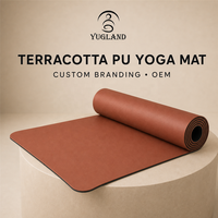 Tapis de yoga en PU lisse et durable Yugaland ESG, logo personnalisé, tapis en caoutchouc antidérapant pour le bien-être, vente en gros