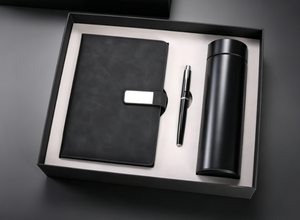New Promotional Blue Pu Leather <b>Notebook</b> and Pen Custom A5 <b>Diary</b> Thermos Cup Note Book Gift Set With Water Bottle - Product Image 4