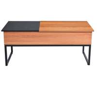 Table basse moderne en bois, petite Table basse avec compartiment caché et étagère réglable pour le salon
