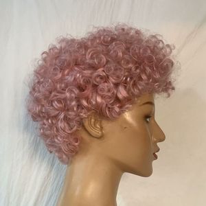 Orange Violet Marron Rose Gris 99J Noir Ondulé Bouclés Pixie <span class=keywords><strong>Coupe</strong></span> 100% <span class=keywords><strong>Cheveux</strong></span> Humains Vierges Bruts 13X6 Lace Front Perruques <span class=keywords><strong>Pour</strong></span> Dames - Product Image 1