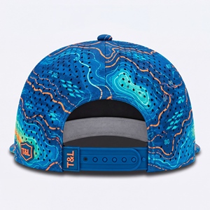 Casquette de golf Topo Map Bleu Orange avec patch PVC imperméable, visière incurvée, 5 panneaux, perforée et respirante, pour la pêche, hommes et femmes - Product Image 4