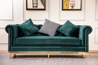 Canapé Chesterfield en velours bleu marine sur mesure de conception européenne, canapés de salon personnalisés, vert