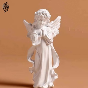 <span class=keywords><strong>Statua</strong></span> di Angelo in Resina Bianca Opaca Personalizzata, Scultura di Angioletto in Preghiera per Matrimoni e Decorazione d'Interni - Product Image 4