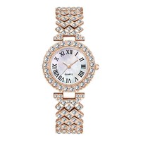 Montre pour femme à quartz avec bracelet, motif romain et strass en cristal, style explosif et tendance