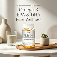 Huile de poisson 960 mg en gélules molles, riche en EPA et DHA, favorise la santé du cerveau et des yeux, 60 unités, OEM/ODM