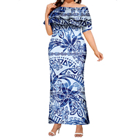 Vente en gros Robe florale décontractée Design tribal hawaïen polynésien Personnaliser Plus Size Prom Samoa Puletasi Island Robe pour dame