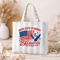 USA 스타즈 드로스트링 백 7월 4일 독립기념일 선물 팩 미국 250주년 기념 스트라이프 캔버스 토트백