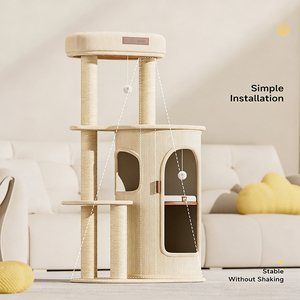 Nuovi <span class=keywords><strong>Prodotti</strong></span>: Albero per Gatti Moderno Salvaspazio a Più Livelli in Sisal con Cuccia e Struttura per Arrampicata, Ideale per Piccoli Appartamenti - Product Image 4