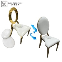 Chaise de Banquet et de Salle à Manger en Acier Inoxydable Doré Rond de Haute Qualité, Style Moderne pour Mariages, Fêtes et Hôtels