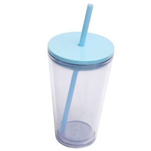 16Oz 480Ml Double-Walled <b>Plastic</b> Environmental Protection Water Bottle Tumbler Mug Cup With <b>Straw</b> Lid Cold <b>Drink</b> - Product Image 3