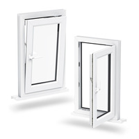 Ventana Upvc blanca de alta eficiencia energética, ventana de doble acristalamiento con vista grande personalizada, ventanas de Pvc inclinables y giratorias