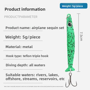 Ensemble de leurres métalliques avec hameçons triples, 5g chacun, longueur 7,5 cm, pour rivières, lacs, ruisseaux en mer et réservoirs - Product Image 5