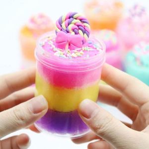 Trending Educational Rainbow Crystal Non Toxic Colored <b>Clay</b> DIY Lollipop Cotton Silk Slime <b>Set</b> Fragrant Fluffy Pie Anti-Stress - Product Image 2