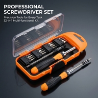 Kit de tournevis magnétique DIY OEM 18 pièces avec embouts interchangeables et poignée antidérapante pour la réparation d'ordinateurs/téléphones portables