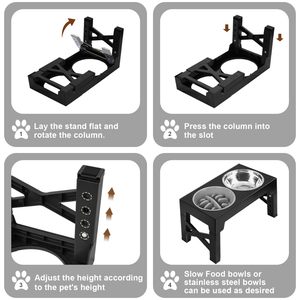 Bán buôn 2 trong 1 thức ăn chậm <span class=keywords><strong>Feeder</strong></span> bát nâng cao lớn lên có thể điều chỉnh Dog <span class=keywords><strong>Feeder</strong></span> với bát thép không gỉ - Product Image 4