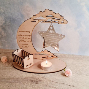 Le migliori vendite Custom Death Birth Anniversary Memories Display portacandele commemorativo per bambini in legno con stella acrilica - Product Image 5