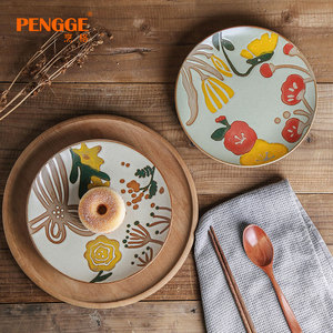 Piatti in Ceramica Floreali Retrò con Decorazioni Dipinte a Mano, Piatti Decorativi per Cucina Domestica e Allestimenti Tavola Ristorante - Product Image 5
