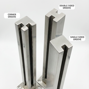 درابزين حديث من الفولاذ المقاوم للصدأ للشرفات والسلالم، نظام حماية زجاجي خارجي بدون إطار مع أعمدة مشقوقة - Product Image 5