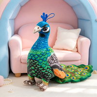 Peluche Paon Vert Simulé Personnalisée Mignonne, Poupée en Peluche Paon Bleu, Ornement Décoratif, Figurine en Peluche Oiseau Cadeau pour Enfants