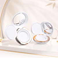 Boîte d'emballage cosmétique vide en plastique rond blanc nacré 13g avec miroir pour crème BB, étui portable pour coussin d'air, avec logo personnalisé