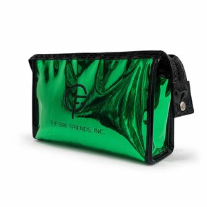 Custom Glossy PU <b>Makeup</b> Bag Large Capacity Cosmetic <b>Case</b> with Handle Double Zipper Hot Press Logo OEM Wholesale Organizer - Product Image 1
