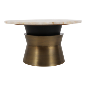 Tavolino da Caffè Rotondo con Piano in Agata e Base in Metallo, Tavolo Decorativo Moderno per Soggiorno e Arredamento Casa - Product Image 4
