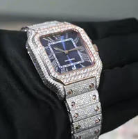 Montre classique carrée en moissanite pour homme