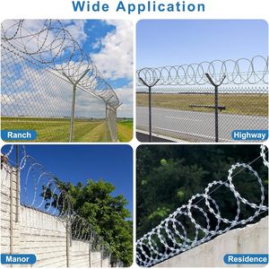 Alambre de Púas Finerelprot en Rollo de 296 pies, Acero Inoxidable Galvanizado, Alambre de Seguridad con Púas para Cercas y Protección - Product Image 6