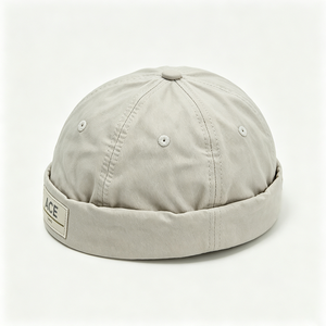 Casquette Docker Vintage sans Bord en Coton pour Adultes, Chapeau Melon à Revers Roulé, Étiquette Tissée Personnalisée, Vente en Gros, Usage Quotidien pour Hommes - Product Image 3