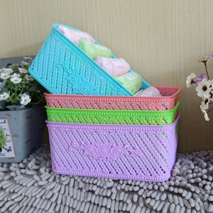 Square Plastic Storage <b>Basket</b> Mixed Color <b>Stackable</b> For Kitchen Bathroom Desktop Neatening - Product Image 1