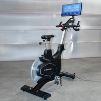 Bicicleta de Spinning Magnética Comercial con Pantalla Giratoria HD de 21.5 Pulgadas, Volante de Aluminio, Bicicleta de Ejercicio para Gimnasio en Casa, Carga Máxima 120 kg