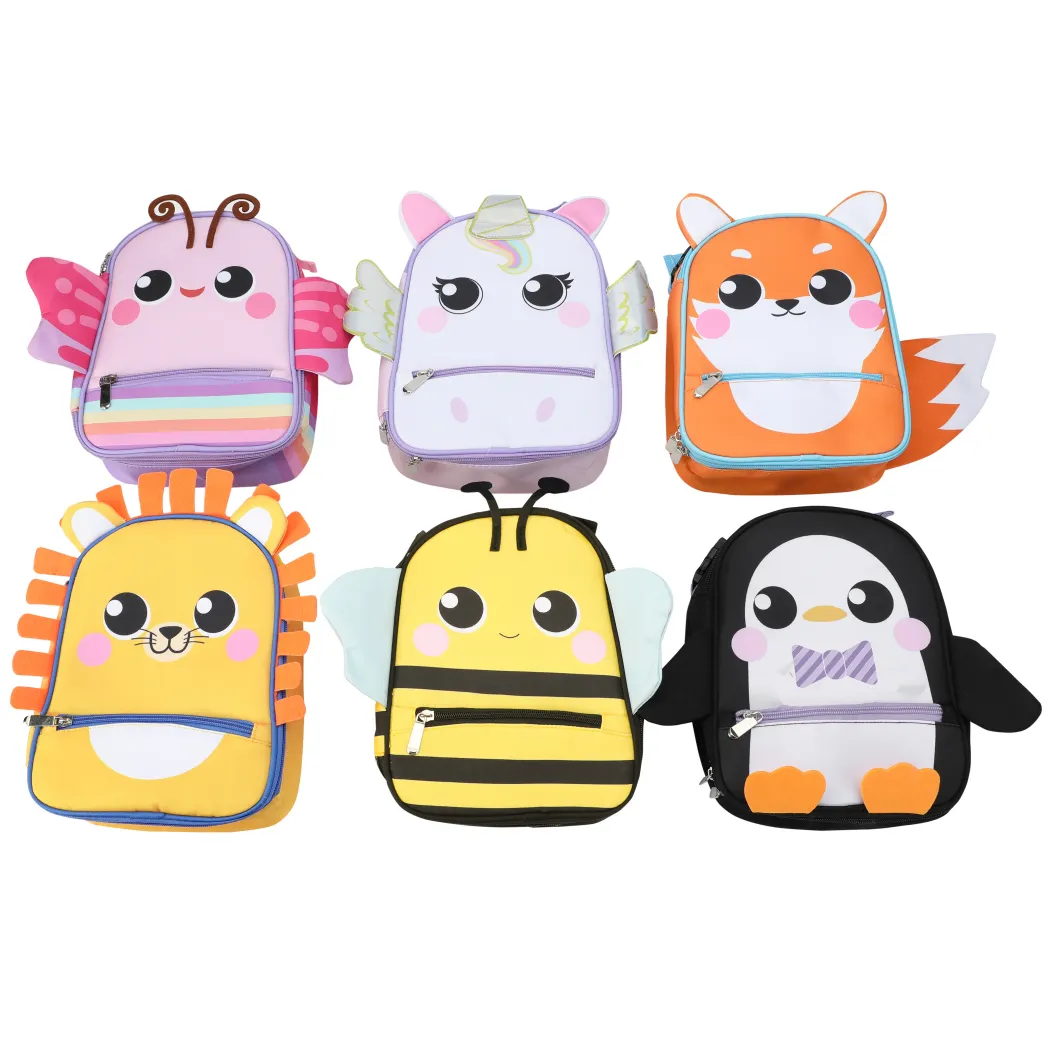 Hersteller Custom Cute 2D Animal Isolierte Kühler Kinder Lunch Box Einkaufstasche Für Schuljungen Mädchen