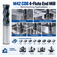 Fraise à métaux HSS M42 Co8 à 4 cannelures, fraise de finition haute rigidité HSS, queue droite, pour usinage CNC