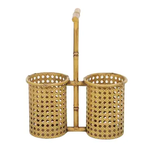 Metal Rattan Beer Bottle Caddy With Opener 2 Pack Modern Beer Caddy