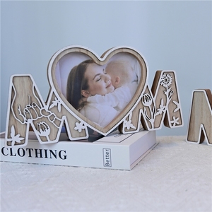Nouveau cadre photo en forme de cœur écologique pour la fête des mères, décoration intérieure, artisanat en bois fait main par les pères - Product Image 2