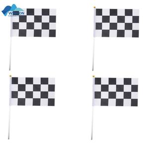 Индивидуальный полиэфирный рекламный черно-белый клетчатый ручной флаг с принтом, низкая цена, автомобильный Гоночный флаг, черный и белый флаг - Product Image 5