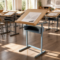 Table à dessin de qualité professionnelle avec plateau en MDF de classe E1 et axe inclinable de précision pour l'architecture, la conception et les projets scolaires d'art