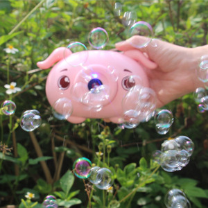 Verano al aire libre niños juguetes niños eléctrico plástico burbuja juguetes máquina automática de burbujas con música Rosa Piggy pistola de burbujas Juguetes - Product Image 2