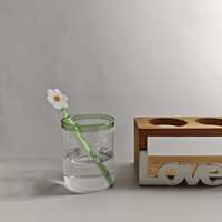 Offre Spéciale – Verre Soufflé à la Main en Borosilicate Haute Qualité avec Bord Vert, Tasse à Boire Transparente Résistante à la Chaleur pour Café, Thé, Jus