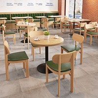 Meubles de restaurant modernes en bois massif, banquette murale à dossier haut, table et chaise au design minimaliste