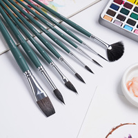 Ensemble professionnel de 8 pinceaux à aquarelle en poils d'écureuil avec boîte cadeau de luxe pour artistes, pinceaux pour gouache et peinture à l'eau