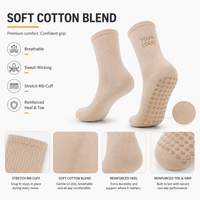 Chaussettes de Pilates personnalisées pour femmes, antidérapantes, en mélange de coton, chaussettes de fitness et de yoga avec logo, étiquette privée OEM ODM