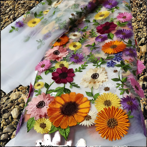 Tela de Encaje con Apliques de Flores 3D, Tul Bordado para Vestidos de Novia, Diseño Personalizado al por Mayor, Moda 2025 - Product Image 2