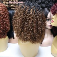 Perruque Bob en Cheveux Brésiliens Bouclés Remy, Densité 250%, avec Frange, 14 Pouces, Trame Complète, Couleur 1B4 Décolorée, Sans Colle, Cheveux de Bébé