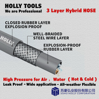 Enrouleur de tuyau à double bras rétractable automatique de 80 pieds x 5/16 pouces, 25m x 8mm, enrouleur de tuyau en maille hybride haute pression en acier pour eau, air et huile