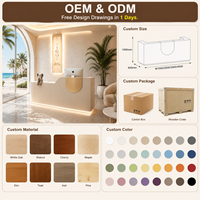 Bureau d'accueil professionnel double hauteur couleur crème, personnalisation du logo, adapté à la conception gratuite pour les centres de soins de la peau, OEM