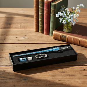Ensemble de 3 stylos à plume en verre doré marron café de qualité supérieure, vente en gros pour souvenirs et cadeaux d'anniversaire, ce stylo à plume en verre fait main - Product Image 1