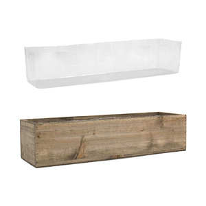 Jardinière en bois brun (17x5x4 pouces) avec doublure en plastique amovible, plusieurs couleurs, boîte en bois rectangulaire rustique <span class=keywords><strong>d</strong></span>écorative <span class=keywords><strong>d</strong></span>'intérieur - Product Image 5