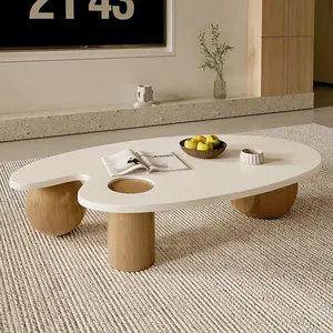 Hanyee, muebles hechos en fábrica, mesa de centro de madera maciza Natural, diseño moderno con Base de tocón de madera para decoración del hogar, venta al por mayor