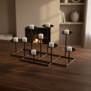 Candélabre moderne en fer noir à 9 bras, support de bougies, centre de table, décoration intérieure - Product Image 1